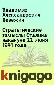 Книга - Стратегические замыслы Сталина накануне 22 июня 1941 года.  Владимир Александрович Невежин  - прочитать полностью в библиотеке КнигаГо