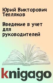 Книга - Введение в учет для руководителей.  Юрий Викторович Тепляков  - прочитать полностью в библиотеке КнигаГо